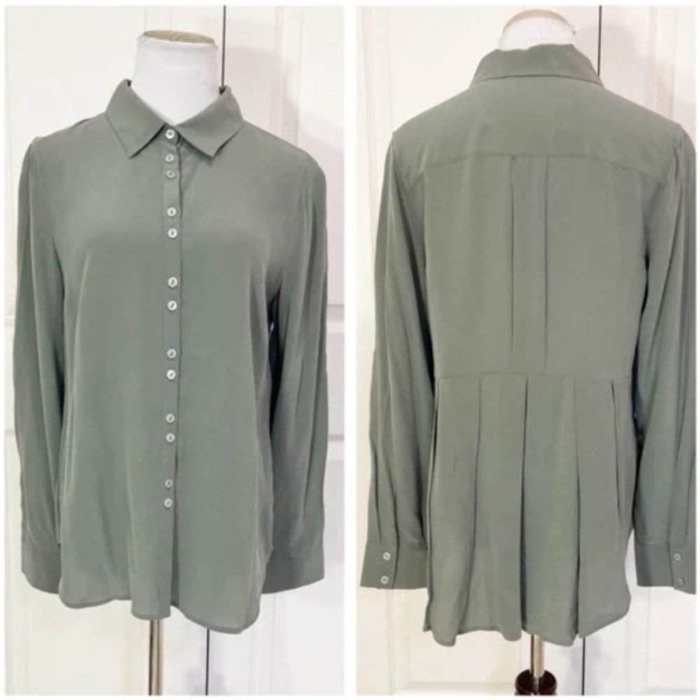 Soft Surrounding Sage Green 100% Silk Button Up Shirt 2X - New without tags